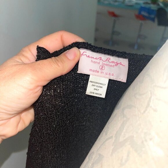 French Rags Vintage Womens Open Duster Cardigan Black Size 2 Medium Pure Rayon - Picture 4 of 13